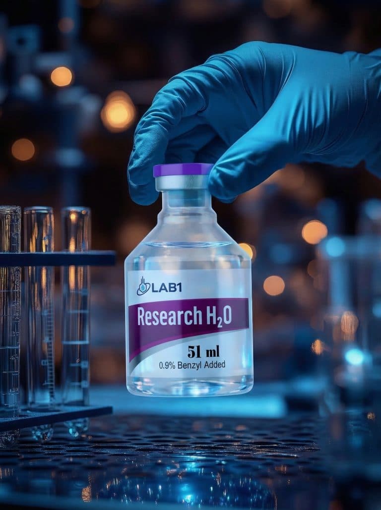 LAB1 Research H2O 51 ml vial in a laboratory